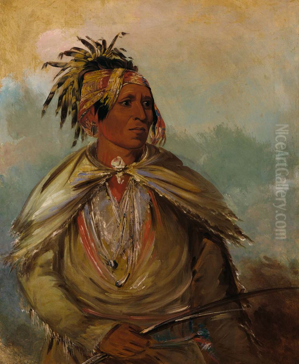 Pah-mee-cow-ee-tah, Man Who Tracks, a Chief Oil Painting by George Catlin