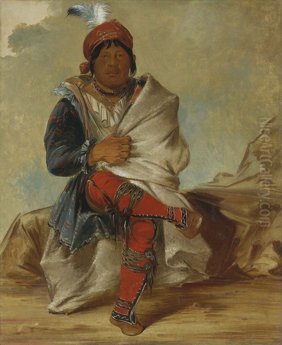 Mick-e-no-pah, Chief of the Tribe Oil Painting by George Catlin