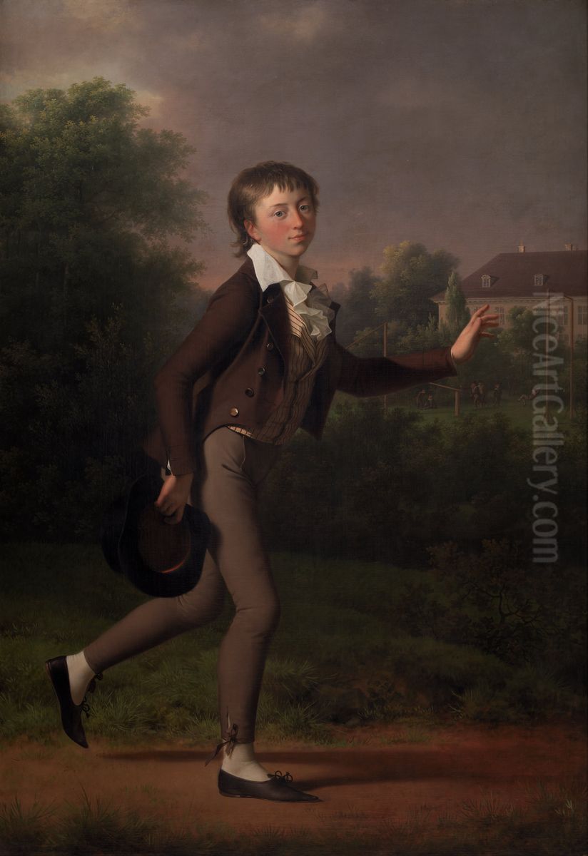 Lobende dreng. Marcus Holst von Schmidten Oil Painting by Jens Juel