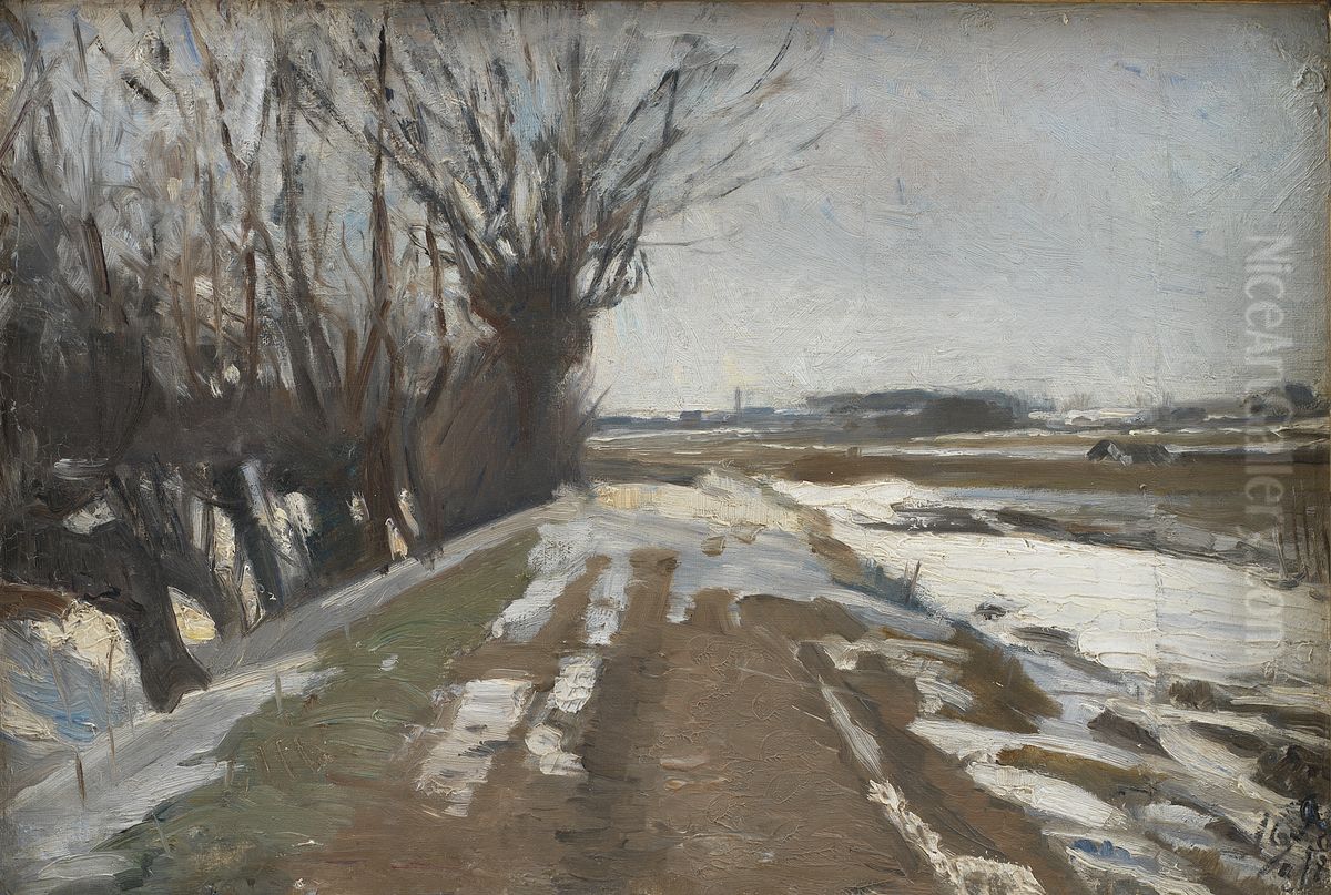 Vinterdag ved Utterslev Oil Painting by Albert Gottschalk