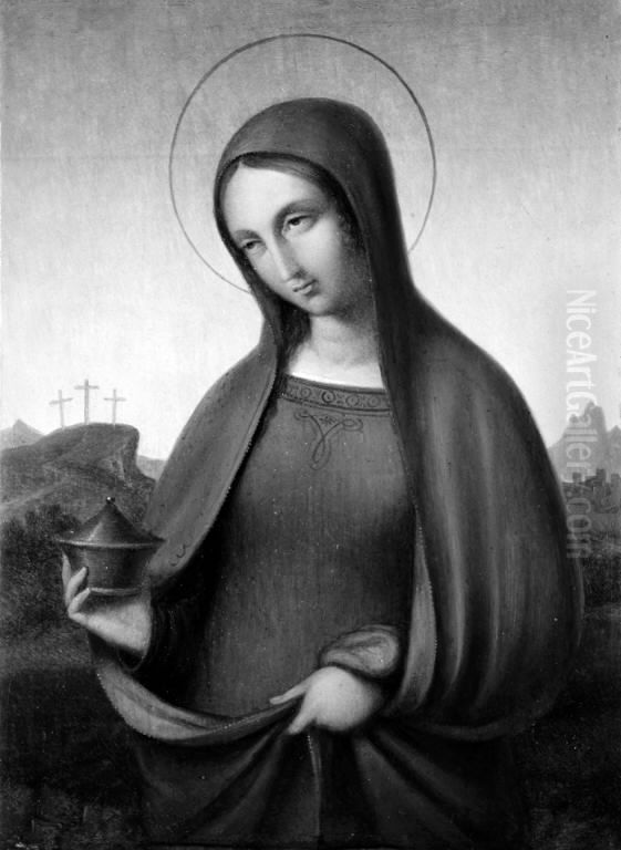 Magdalene med salvekrukken Oil Painting by Johan Ludwig Lund