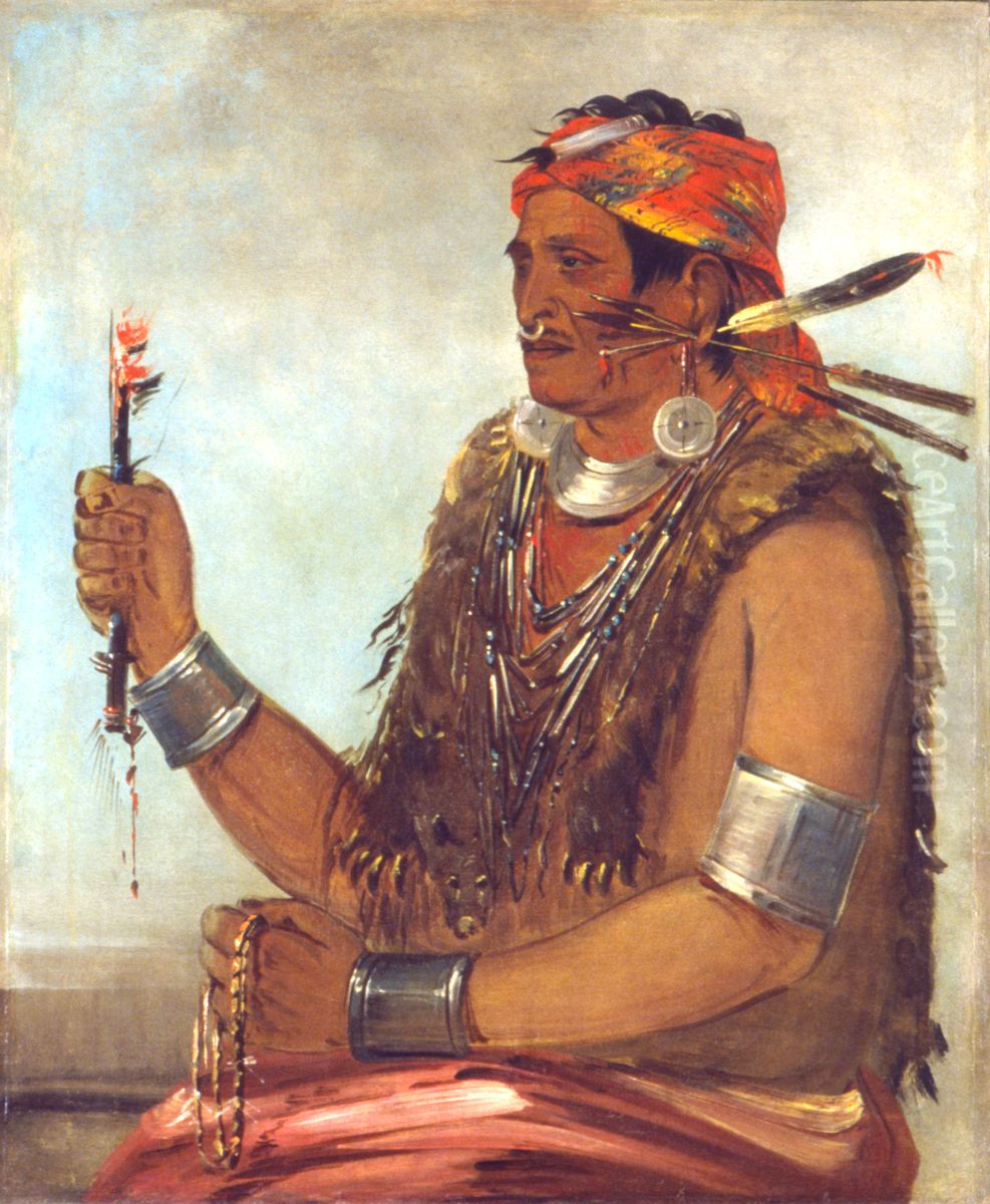 Ten-sqI 1/4at-a-way, The Open Door, Known as The Prophet, Brother of Tecumseh Oil Painting by George Catlin