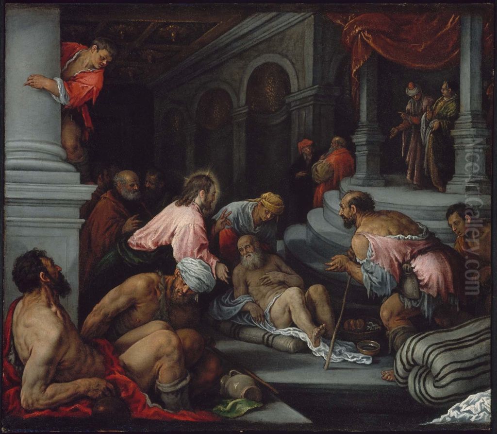 Christ Healing the Lame Man Oil Painting by Jacopo Bassano