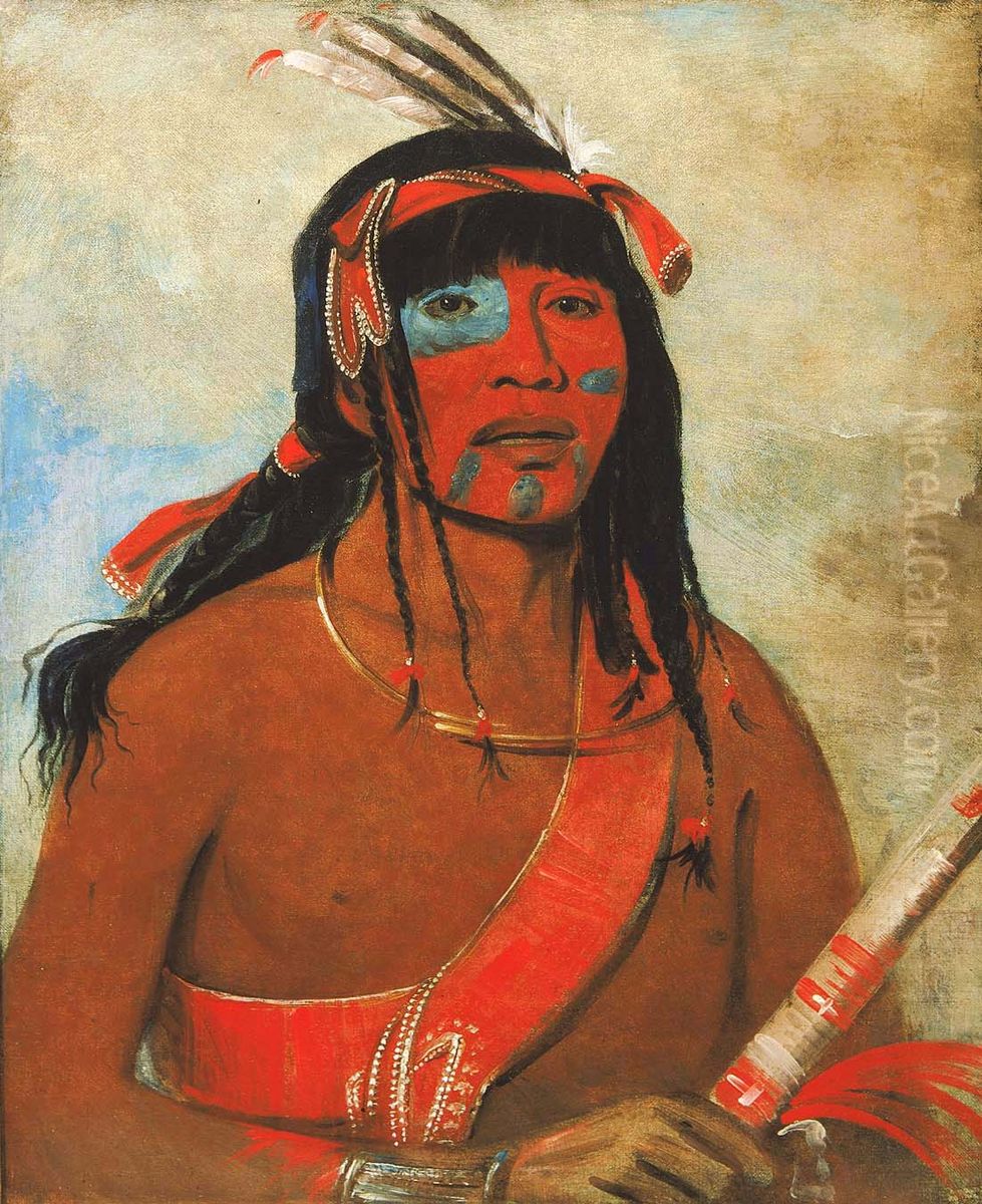 O-ta-wah, The Ottaway, a Warrior Oil Painting by George Catlin