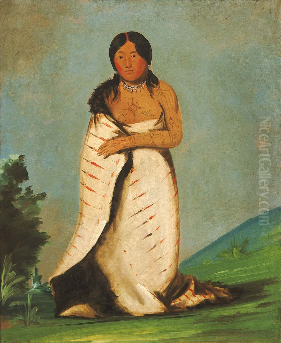 Hee-lah-dee, Pure Fountain, Wife of The Smoke Oil Painting by George Catlin