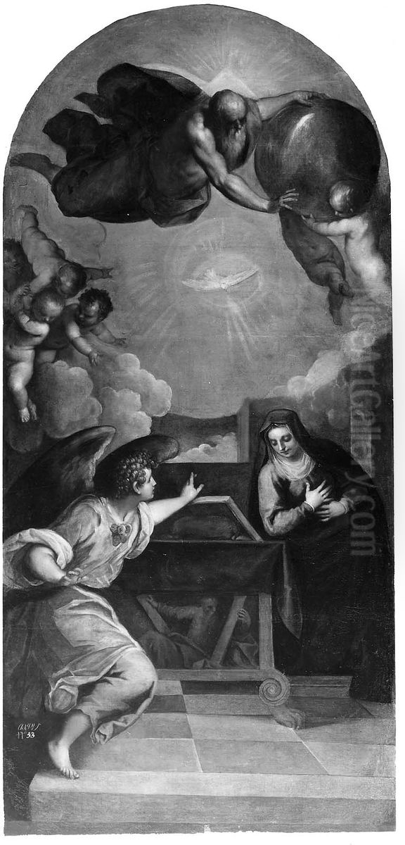 The Annunciation with God the Father Oil Painting by Palma il Giovane