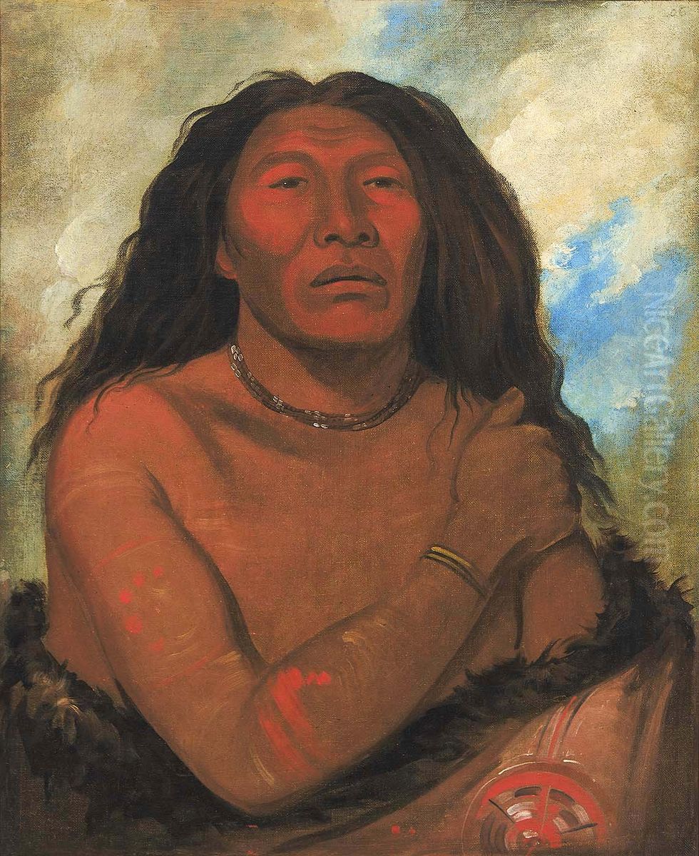 Duhk-gits-o-o-see, Red Bear, a Distinguished Warrior Oil Painting by George Catlin