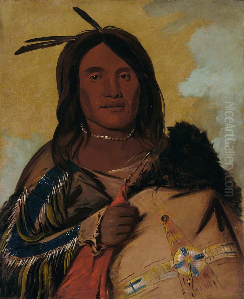 Ka-pes-ka-da, Shell Man, an Oglala Brave Oil Painting by George Catlin