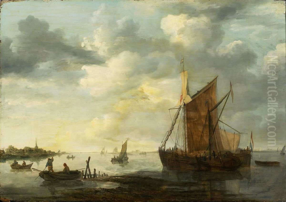 Evening on the Maas Oil Painting by Jan van Goyen