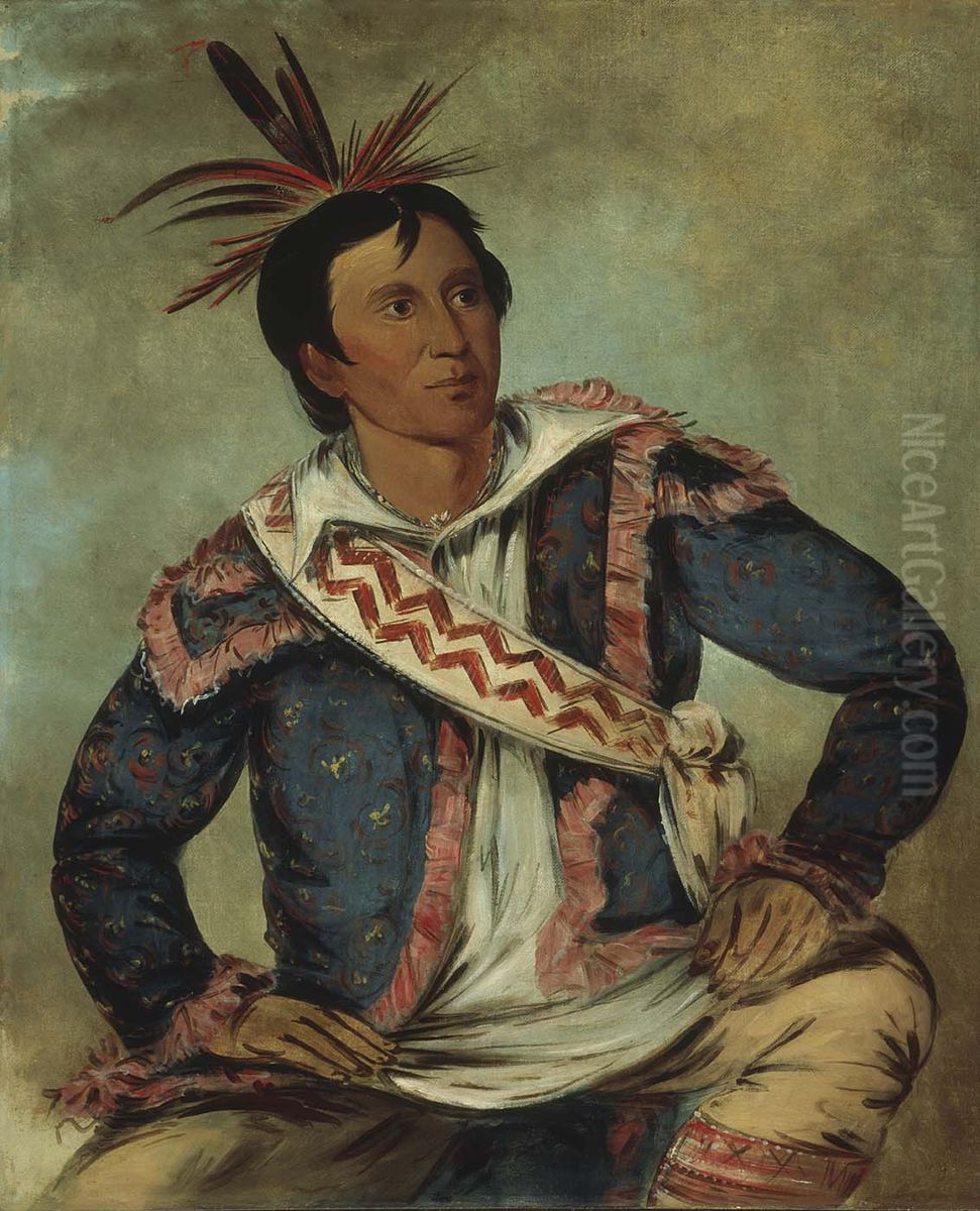 Ha-tchoo-tuc-knee, Snapping Turtle, a Half-breed Oil Painting by George Catlin