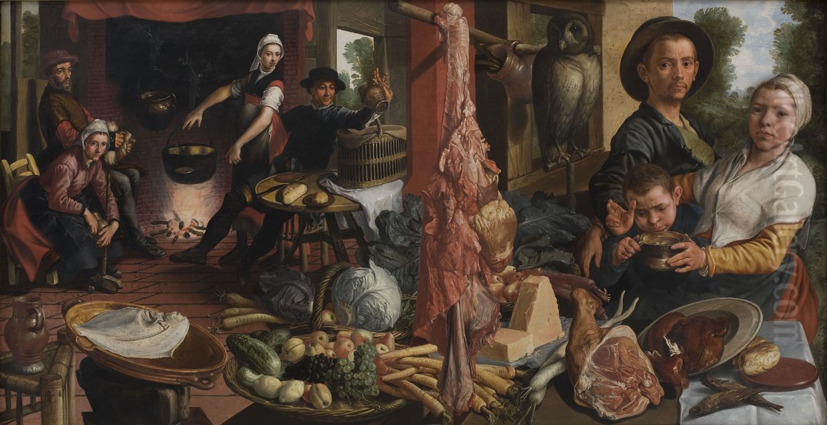 The Fat Kitchen. An Allegory Oil Painting by Pieter Aertsen