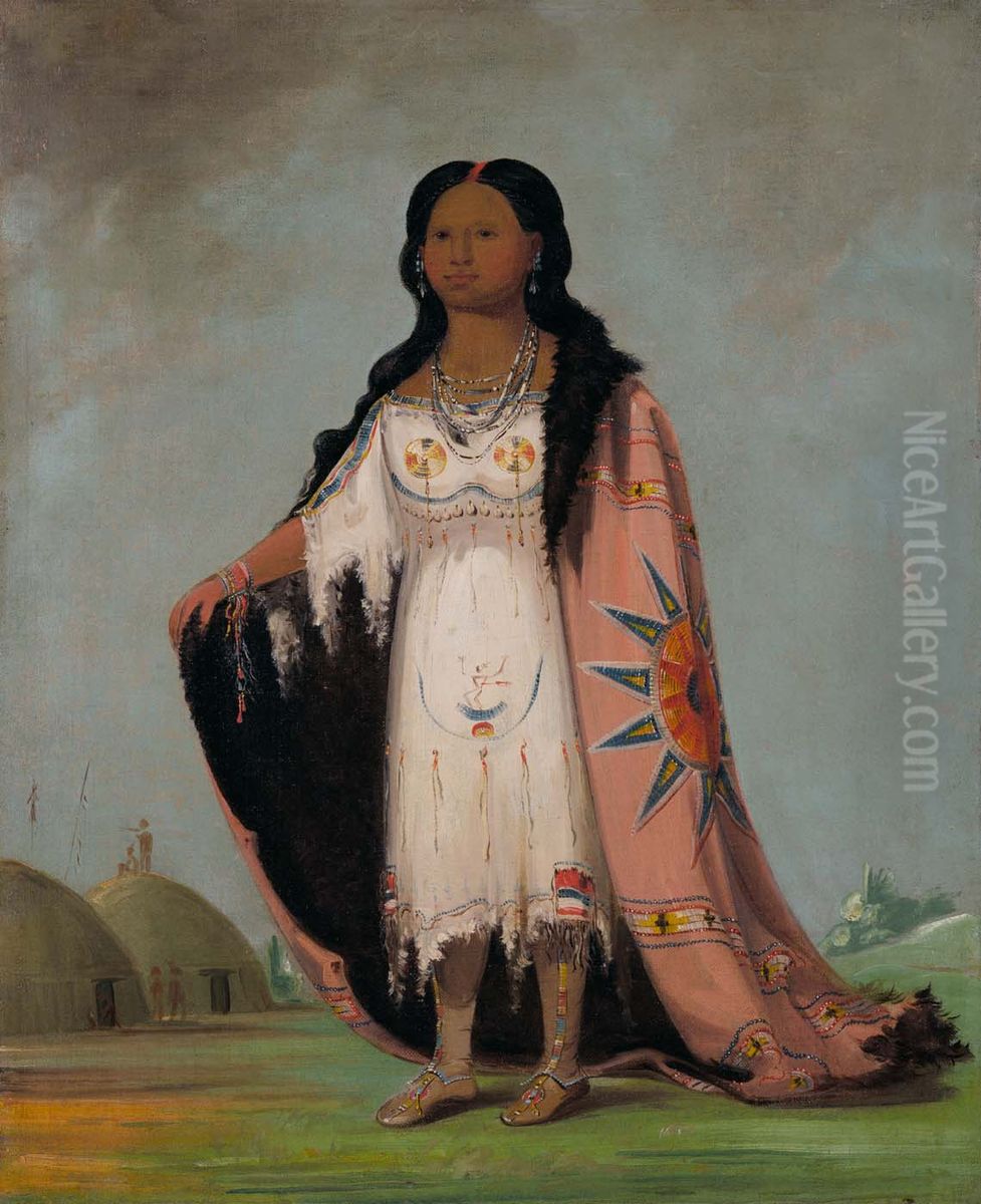 Pshan-shaw, Sweet-scented Grass, Twelve-year-old Daughter of Bloody Hand Oil Painting by George Catlin