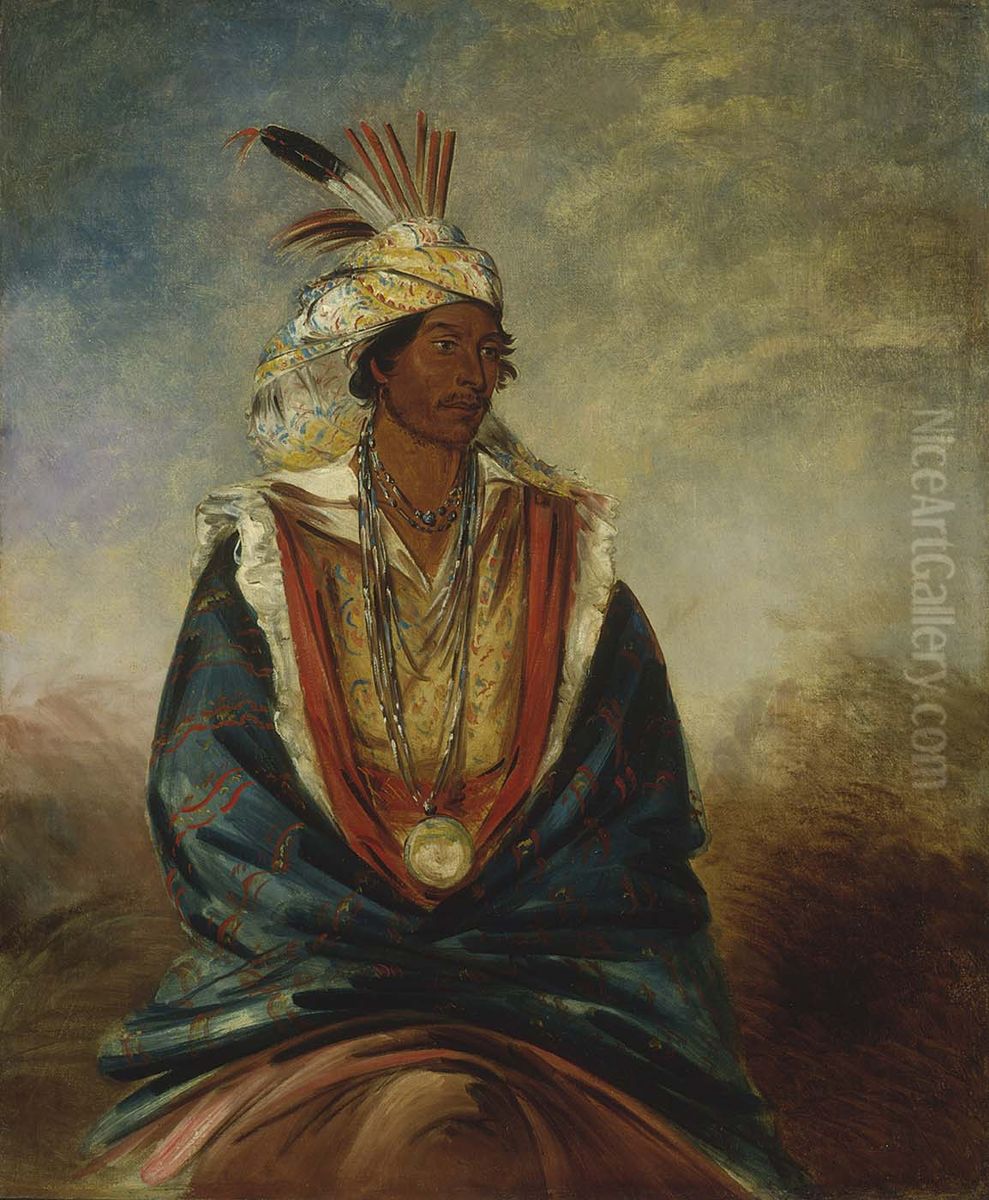 Tel-maz-ha-za, a Warrior of Distinction Oil Painting by George Catlin