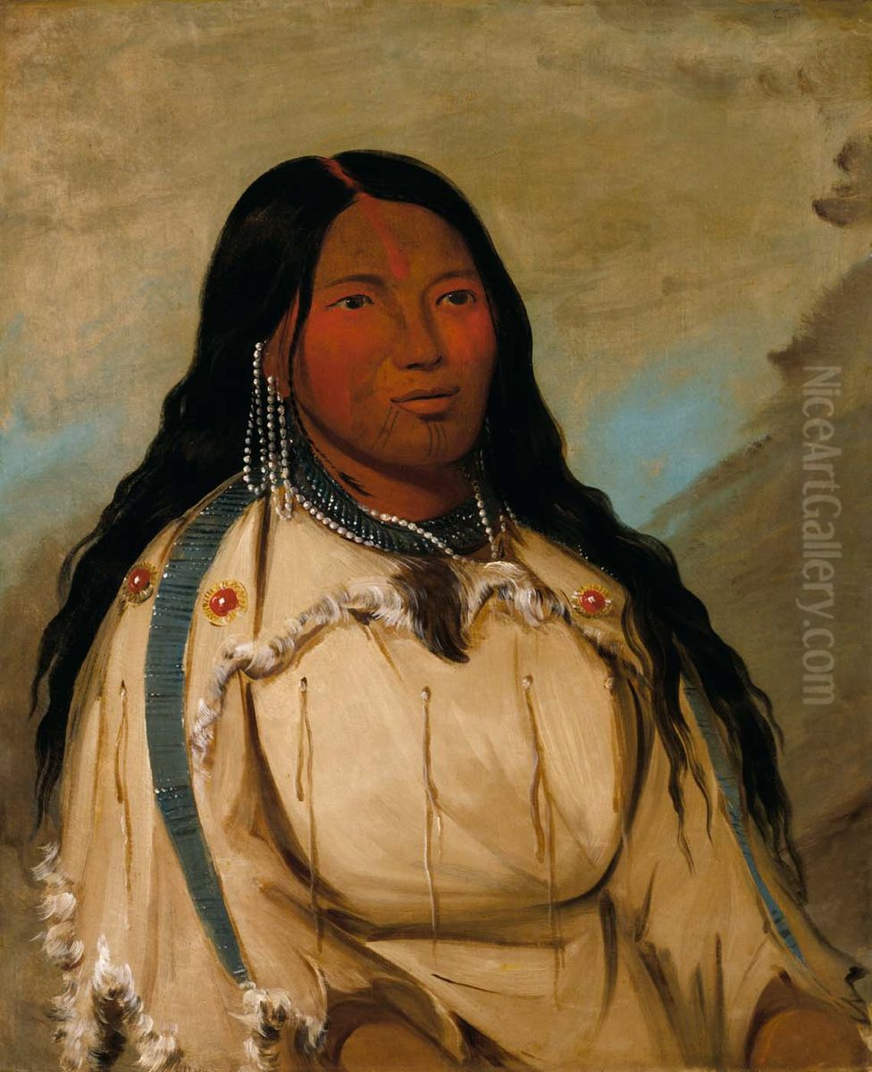 Tow-ee-ka-wet, a Cree Woman Oil Painting by George Catlin