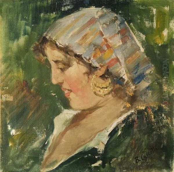 Ritratto Di Giovane Contadina Abruzzese Oil Painting by Basilio Cascella