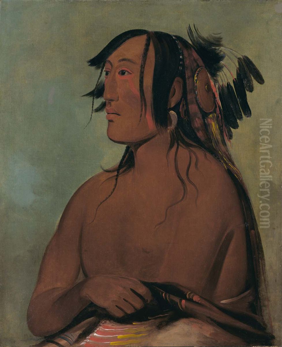 Pa-ris-ka-roo-pa, Two Crows, the Younger Oil Painting by George Catlin
