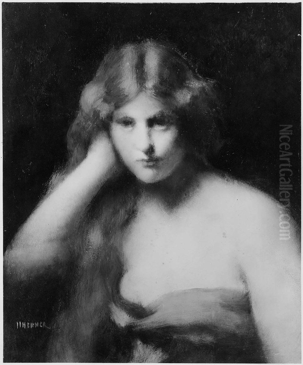 Young Woman with Brown Hair Oil Painting by Jean-Jacques Henner