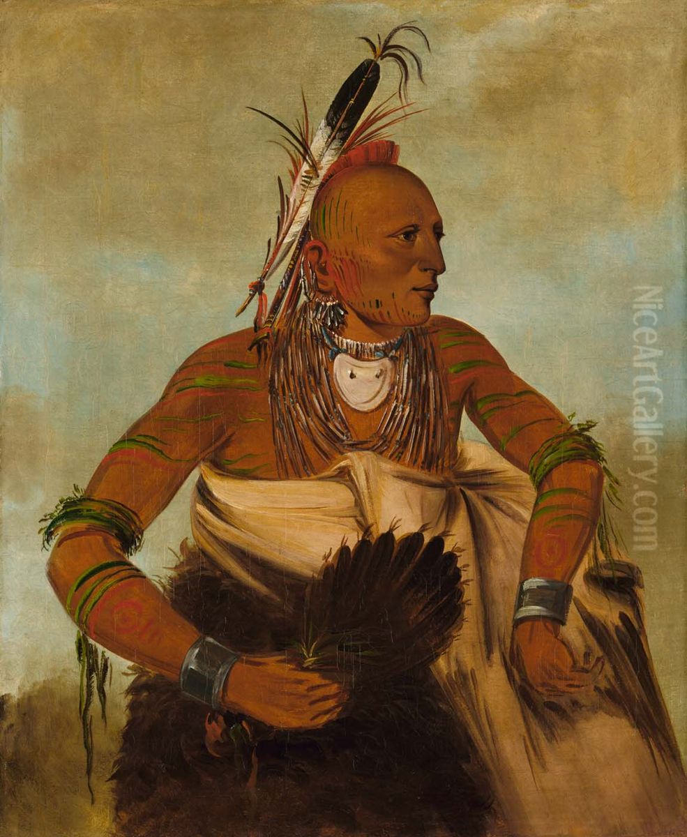 Wa-ho-beck-ee, a Handsome Brave Oil Painting by George Catlin