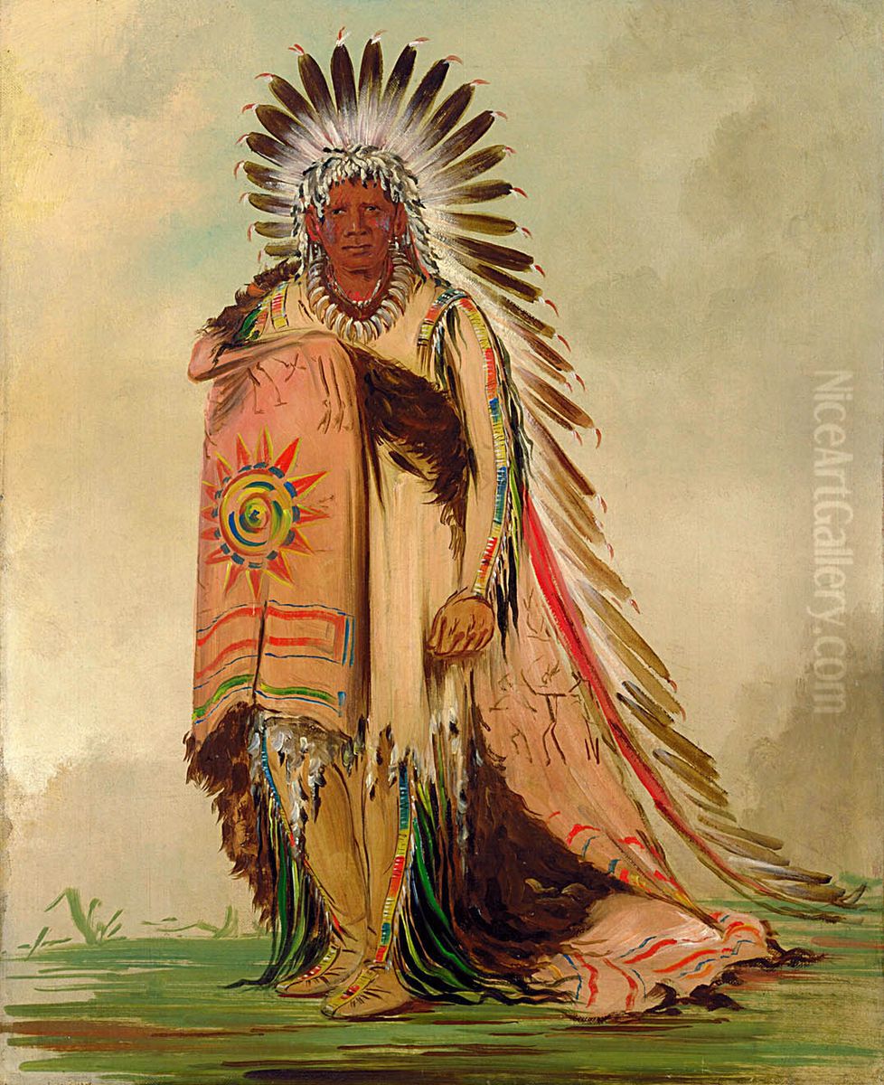 Wan-ee-ton, Chief of the Tribe Oil Painting by George Catlin