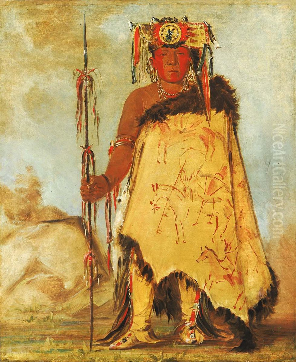 La-wee-re-coo-re-shaw-wee, War Chief, a Republican Pawnee Oil Painting by George Catlin