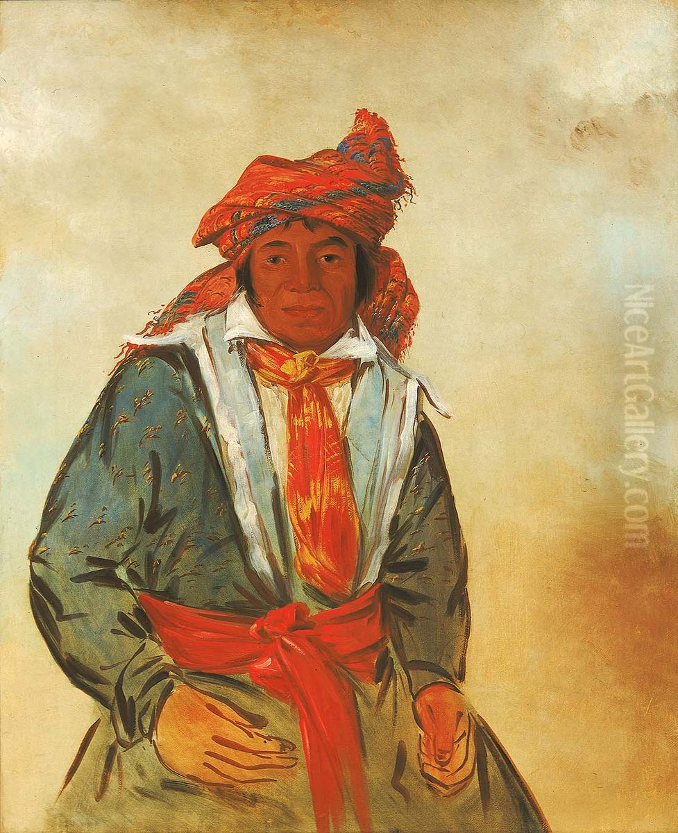 Wat-al-le-go, a Brave Oil Painting by George Catlin