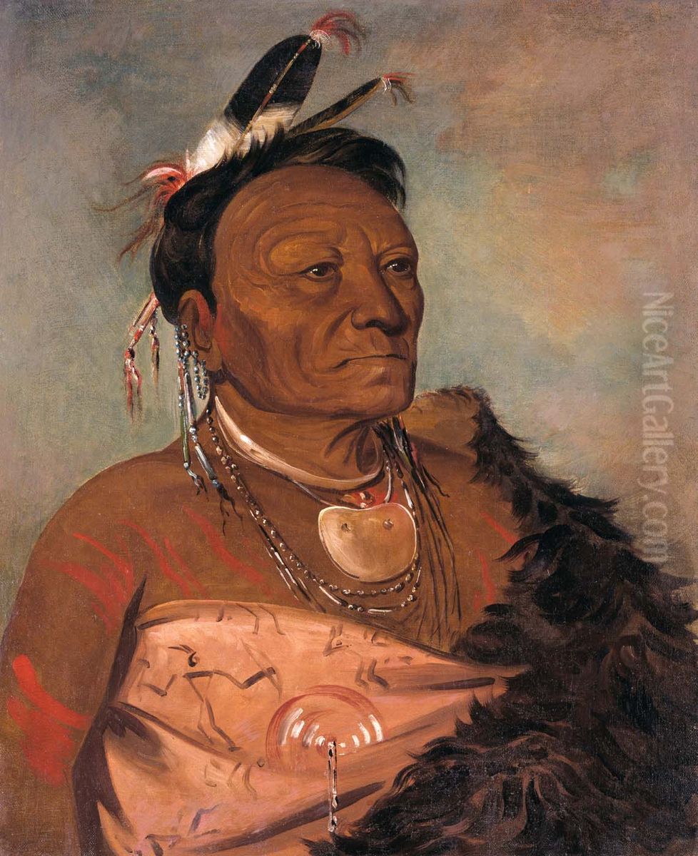 Wee-ta-ra-sha-ro, Head Chief of the Tribe Oil Painting by George Catlin