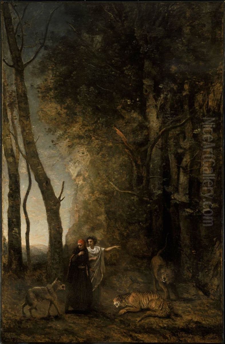 Dante et Virgile Oil Painting by Jean-Baptiste Camille Corot