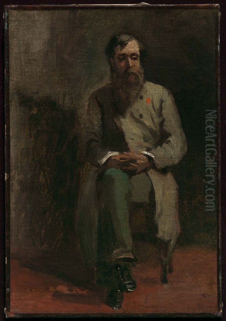 Portrait of a Man Oil Painting by Jean-Baptiste Camille Corot