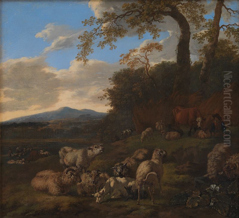 The Flock of Sheep Oil Painting by Jacob Van Der Does