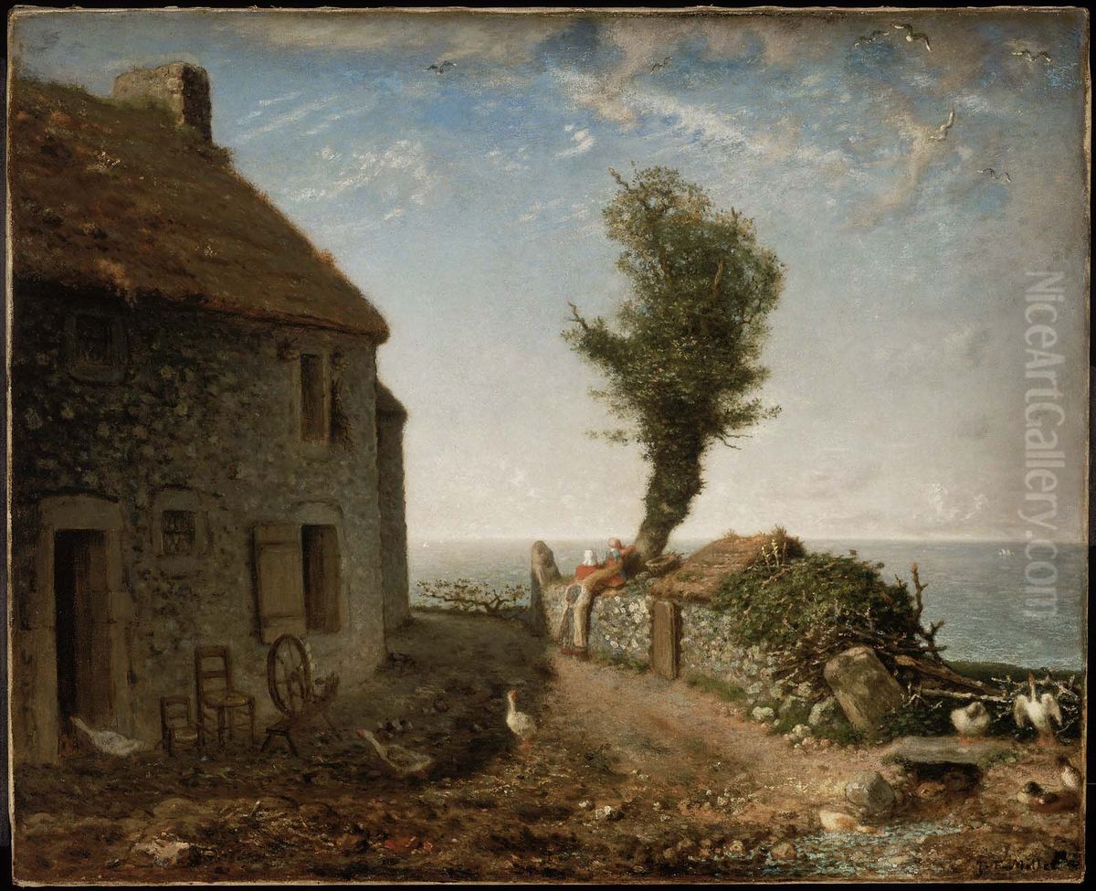 Un Bout du village de Greville Oil Painting by Jean-Francois Millet