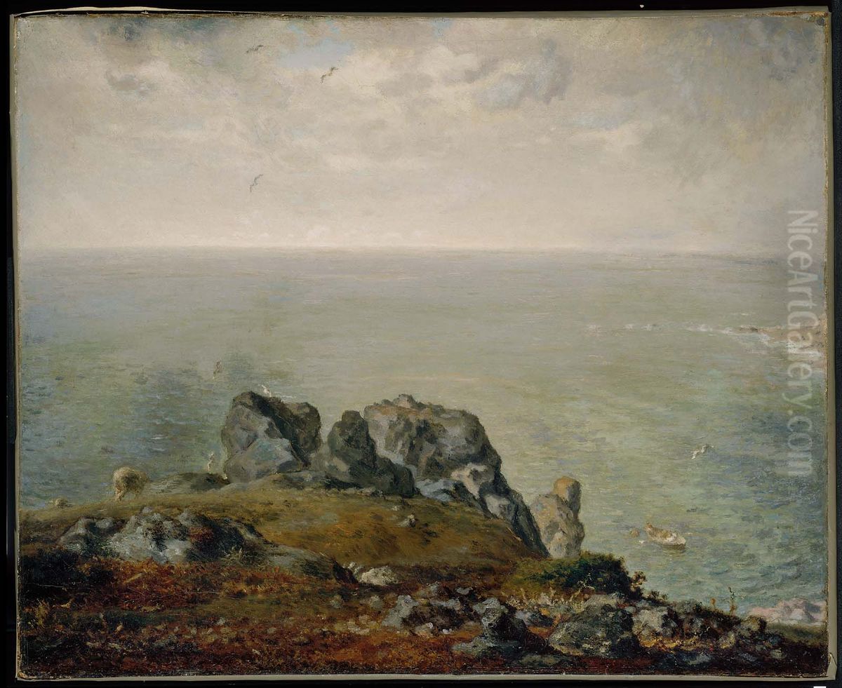 Cliffs at Gruchy Oil Painting by Jean-Francois Millet
