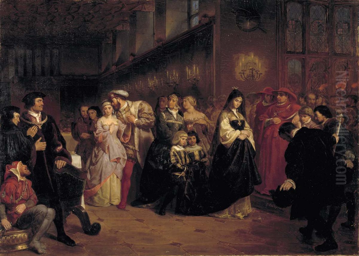 The Courtship of Anne Boleyn Oil Painting by Emanuel Leutze