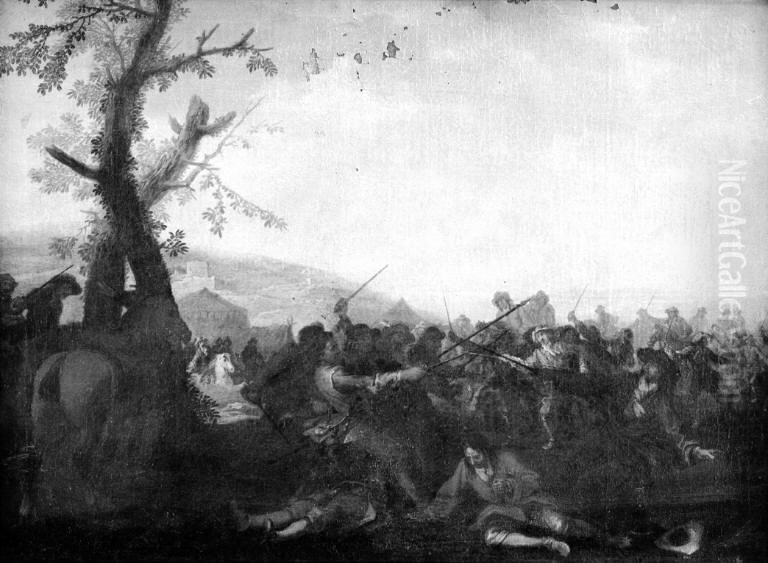 Infantry Skirmish Oil Painting by Rugendas, Georg Philipp I