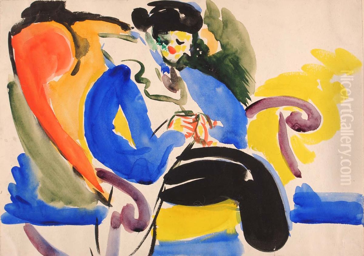 Calligraphic #2 Woman on Chair Oil Painting by Henry Lyman Sayen