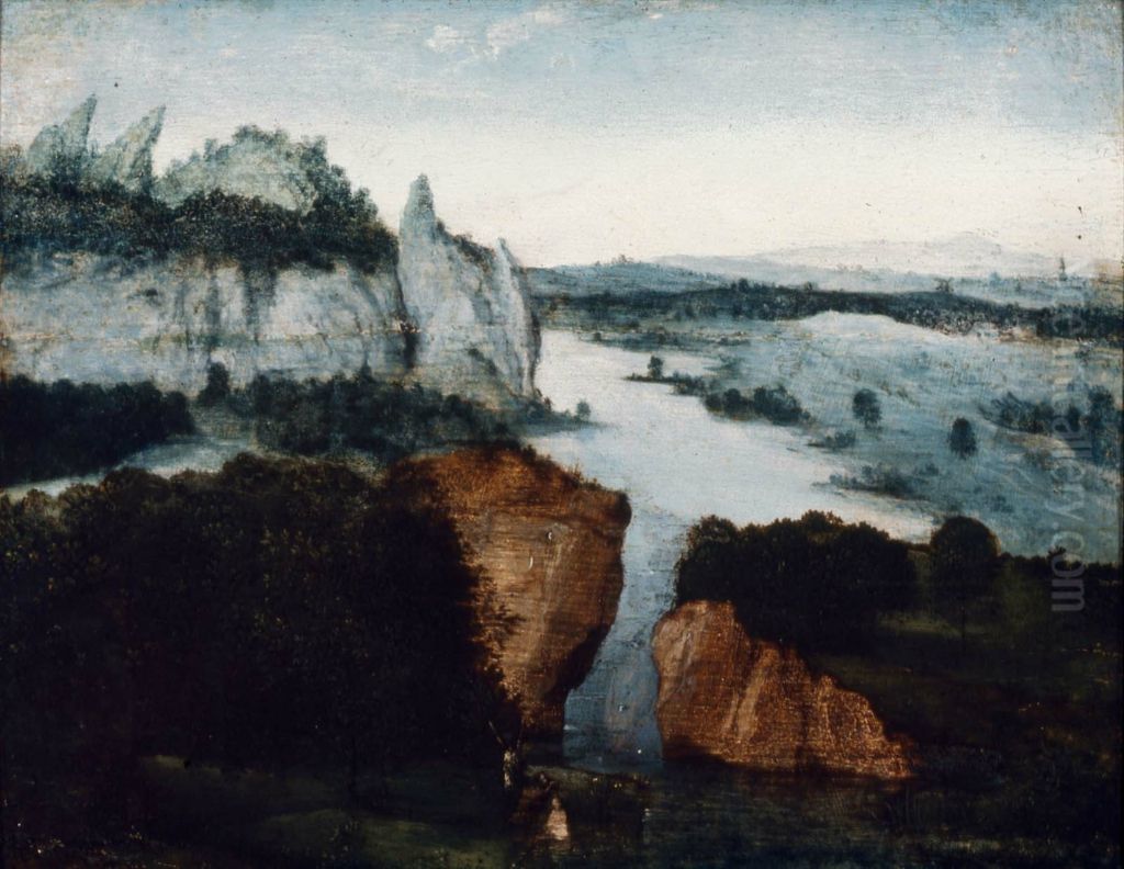 River Landscape with the Baptism of Christ Oil Painting by Joachim Patinir