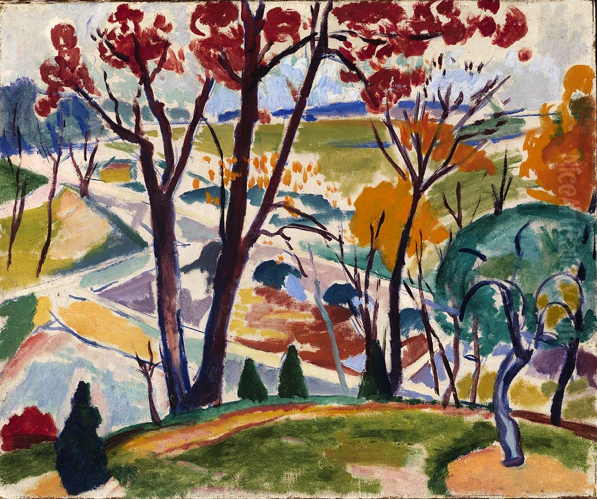 Landscape, Bridge, Huntingdon Valley Oil Painting by Henry Lyman Sayen