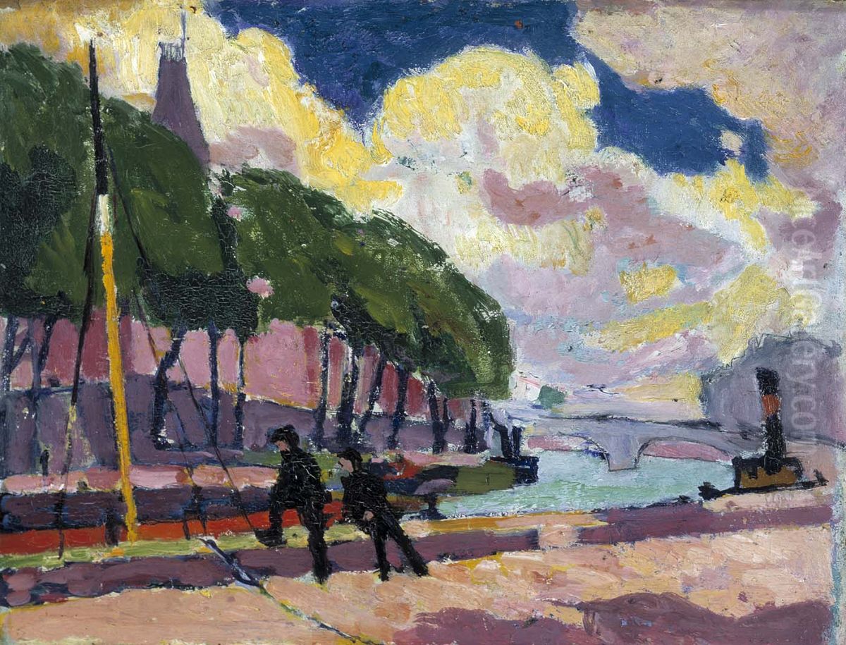 On the Banks of the Seine Oil Painting by Henry Lyman Sayen