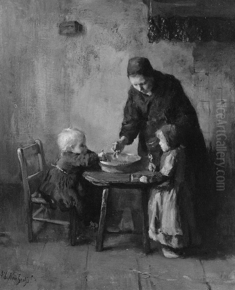 Mid-day Meal Oil Painting by Albert Neuhuys