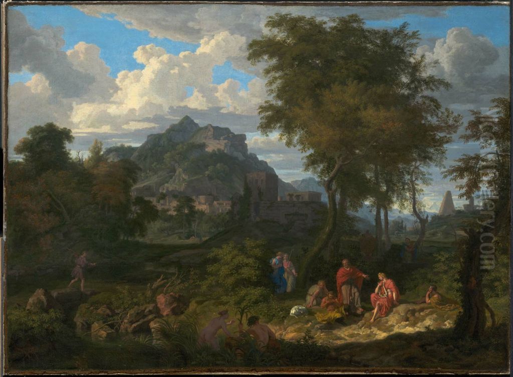 King Midas Judging the Musical Contest between Pan and Apollo Oil Painting by Johannes Glauber