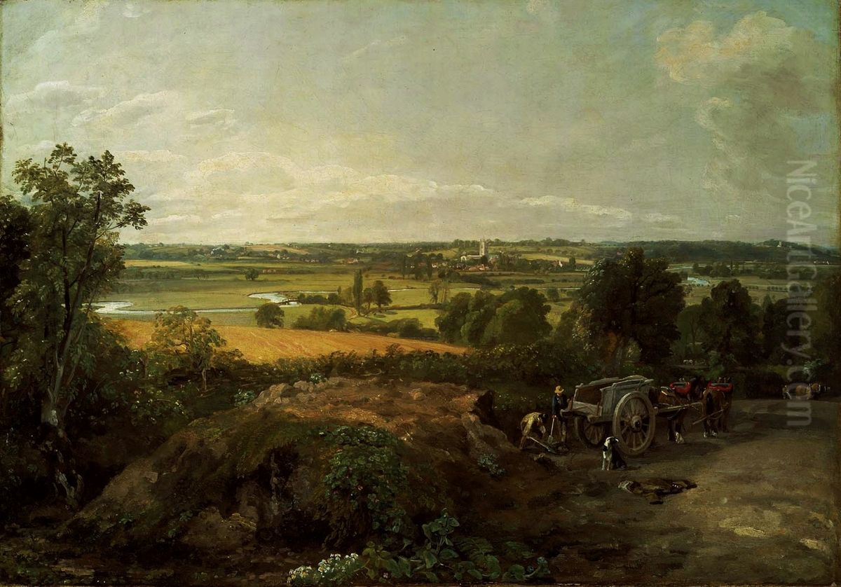 Stour Valley and Dedham Church Oil Painting by John Constable