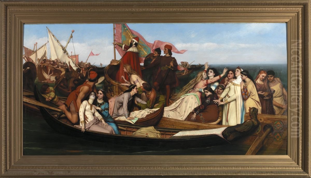 Brides of Venice Oil Painting by Jozef Van Lerius