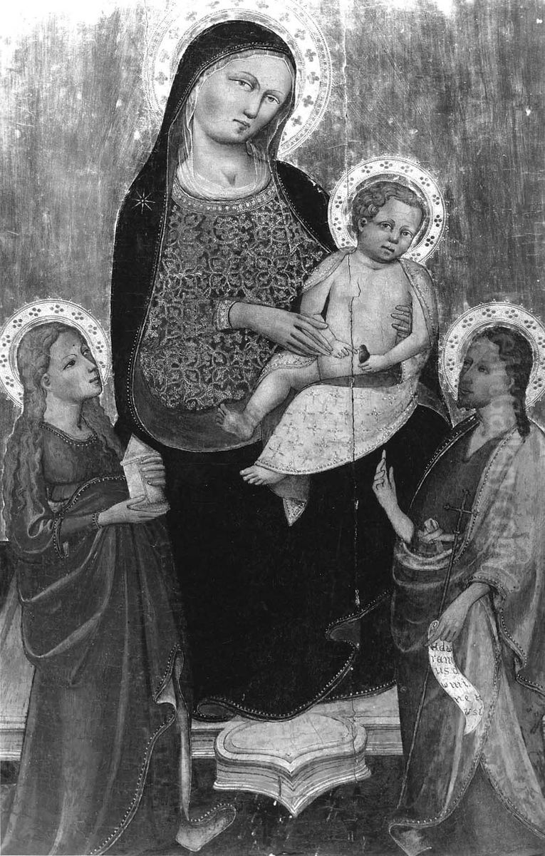 Virgin and Child with Saints Mary Magdalen and John the Baptist Oil Painting by Lippo D'Andrea