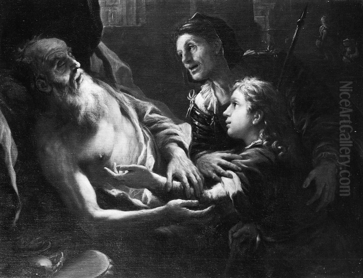Isaac Blessing Jacob Oil Painting by Luca Giordano