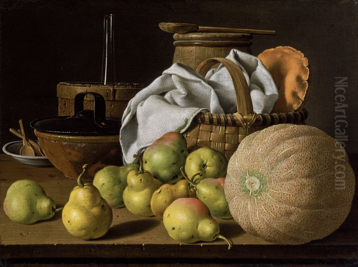 Still Life with Melon and Pears Oil Painting by Luis Egidio Melendez