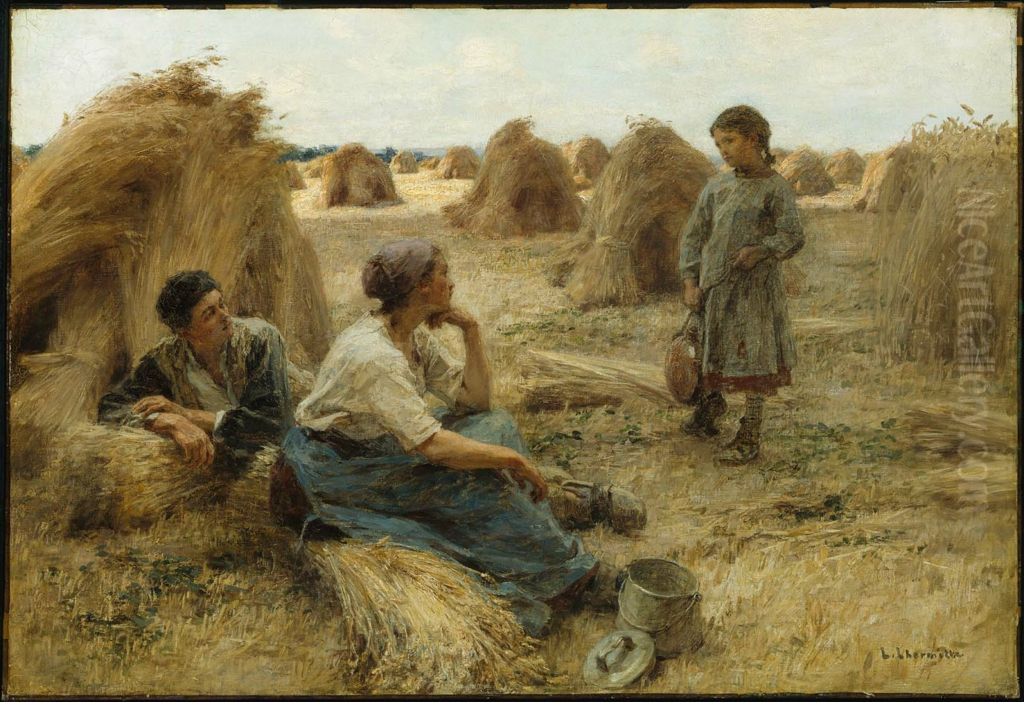 Wheatfield (Noonday Rest) Oil Painting by Leon Augustin Lhermitte