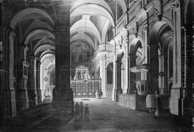 Interior of a Church Oil Painting by Daniel de Blieck