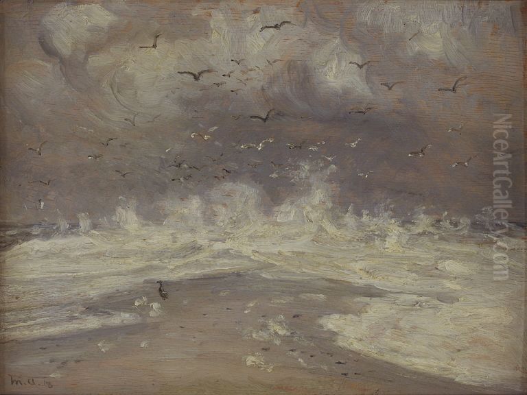 Surf at the North Coast of Jutland Oil Painting by Michael Peter Ancher