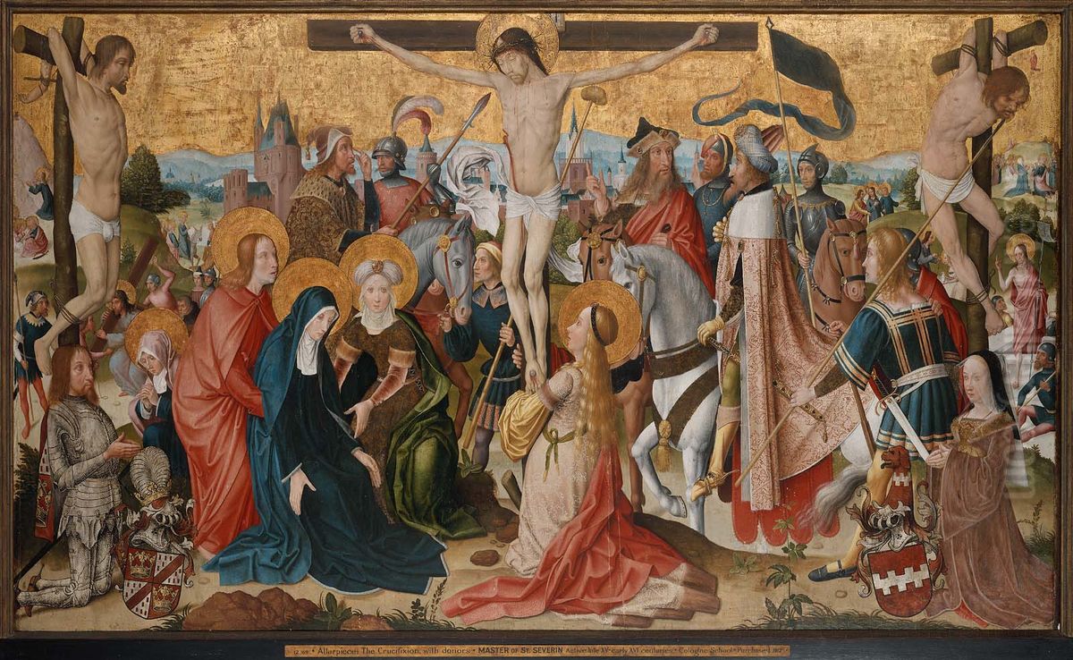 The Crucifixion and Scenes from the Life of Saint John the Baptist Oil Painting by Master of Saint Severin