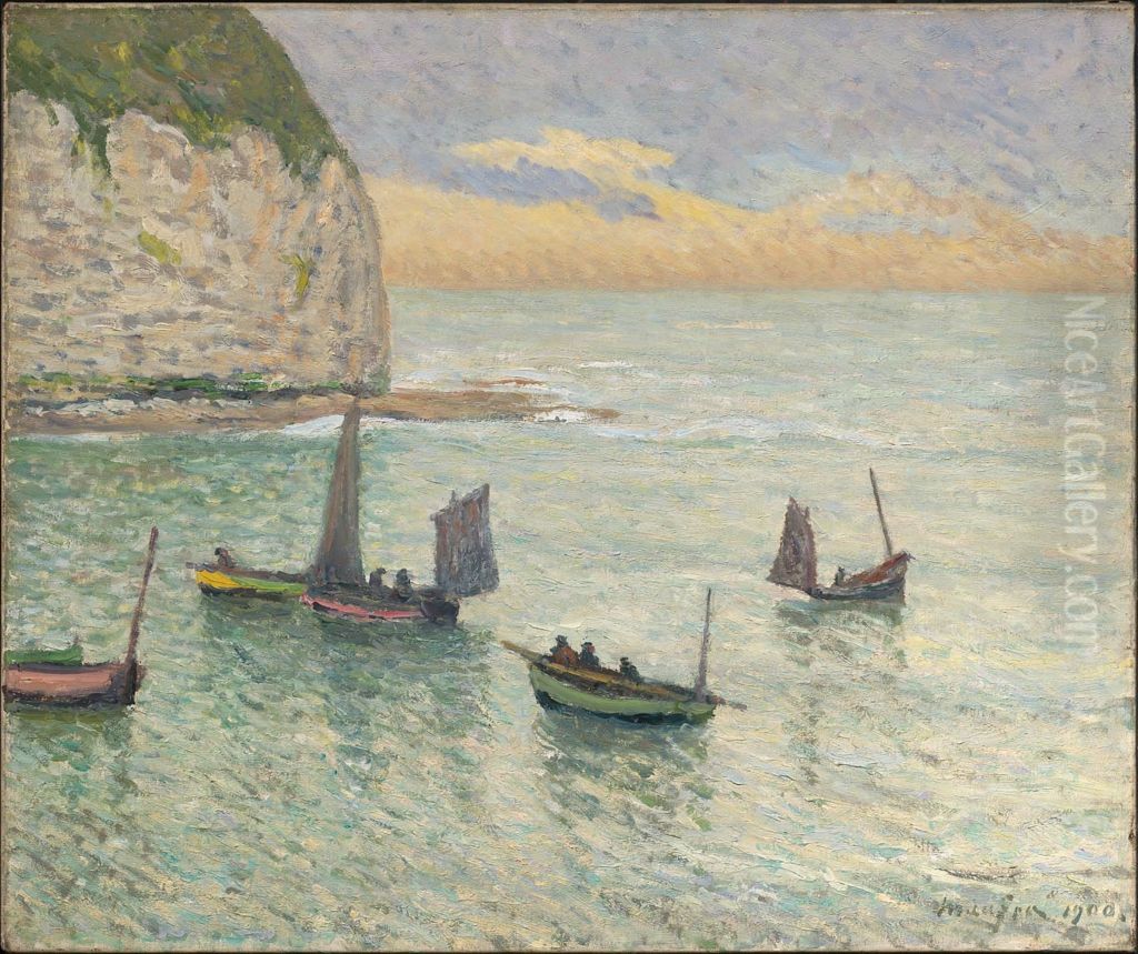 Departure of Fishing Boats, Yport Oil Painting by Maxime Maufra