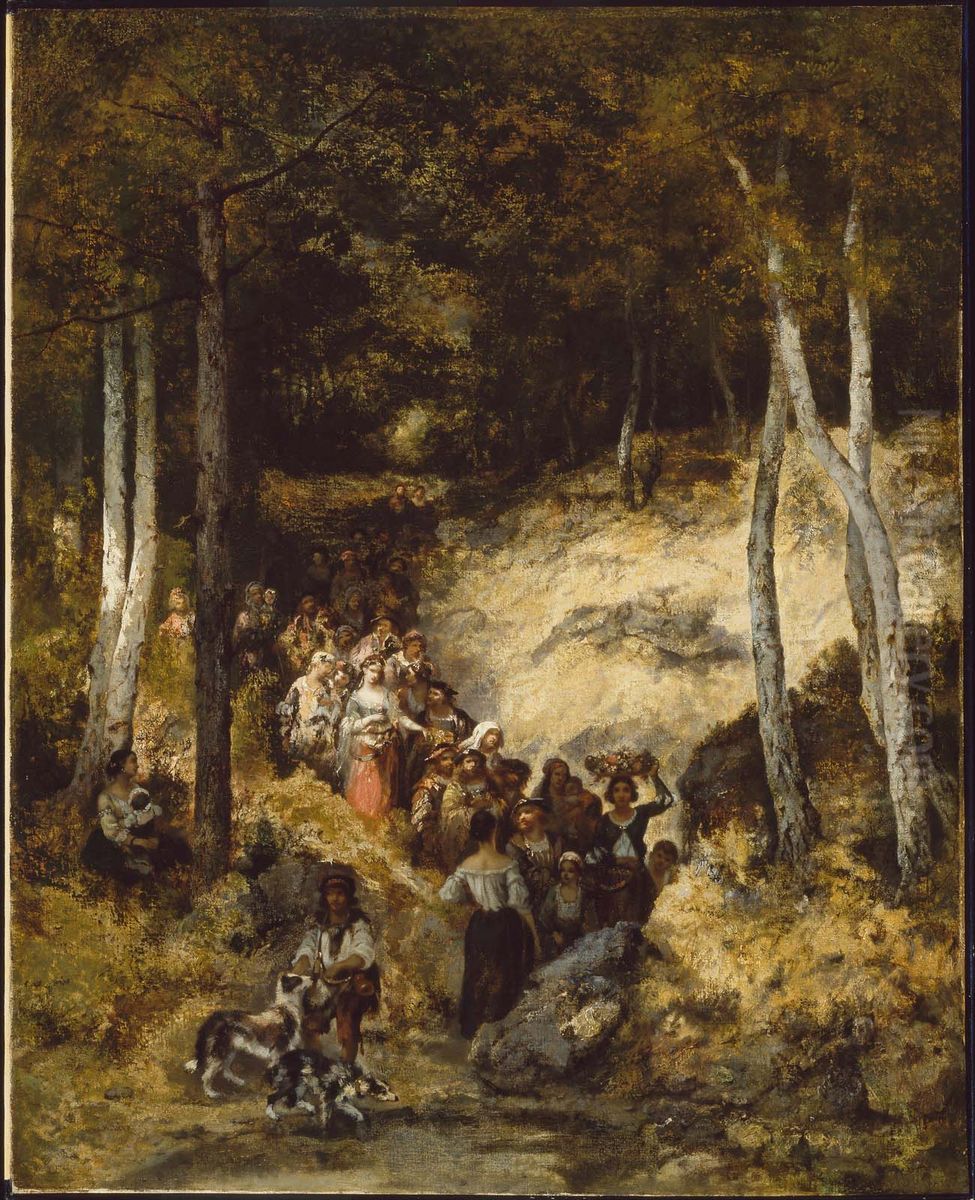 Bohemians Going to a Fete Oil Painting by Narcisse Virgilio Diaz